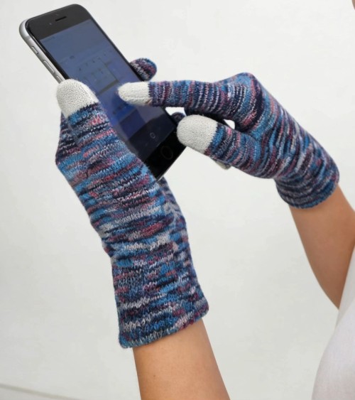Winter Warm Touchscreen Acrylil Knit Gloves, Space Dye Multicolor Smartphone Gloves
