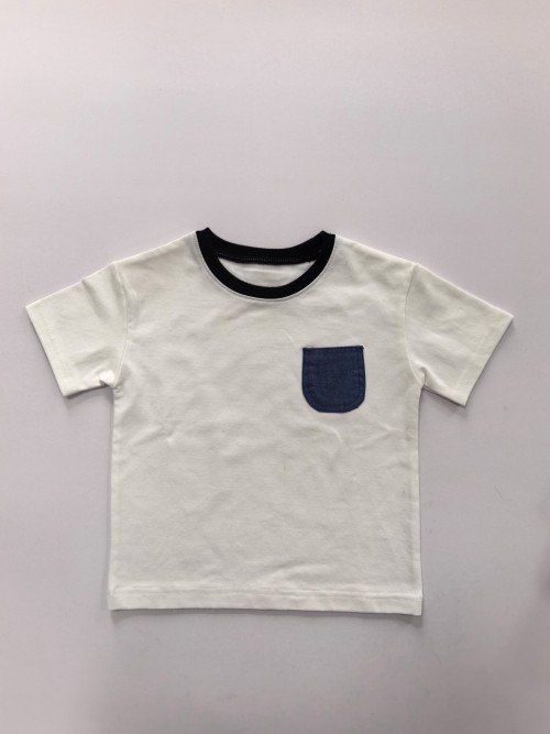 BSCI Certified 100% Cotton Kids T-shirt with Denim Pocket