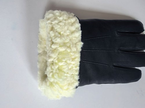 In Stock! Ready Made Mens Premium Eco-Friendly Dyed Genuine Goatskin Leather Gloves with Real Lamb Fur Lining