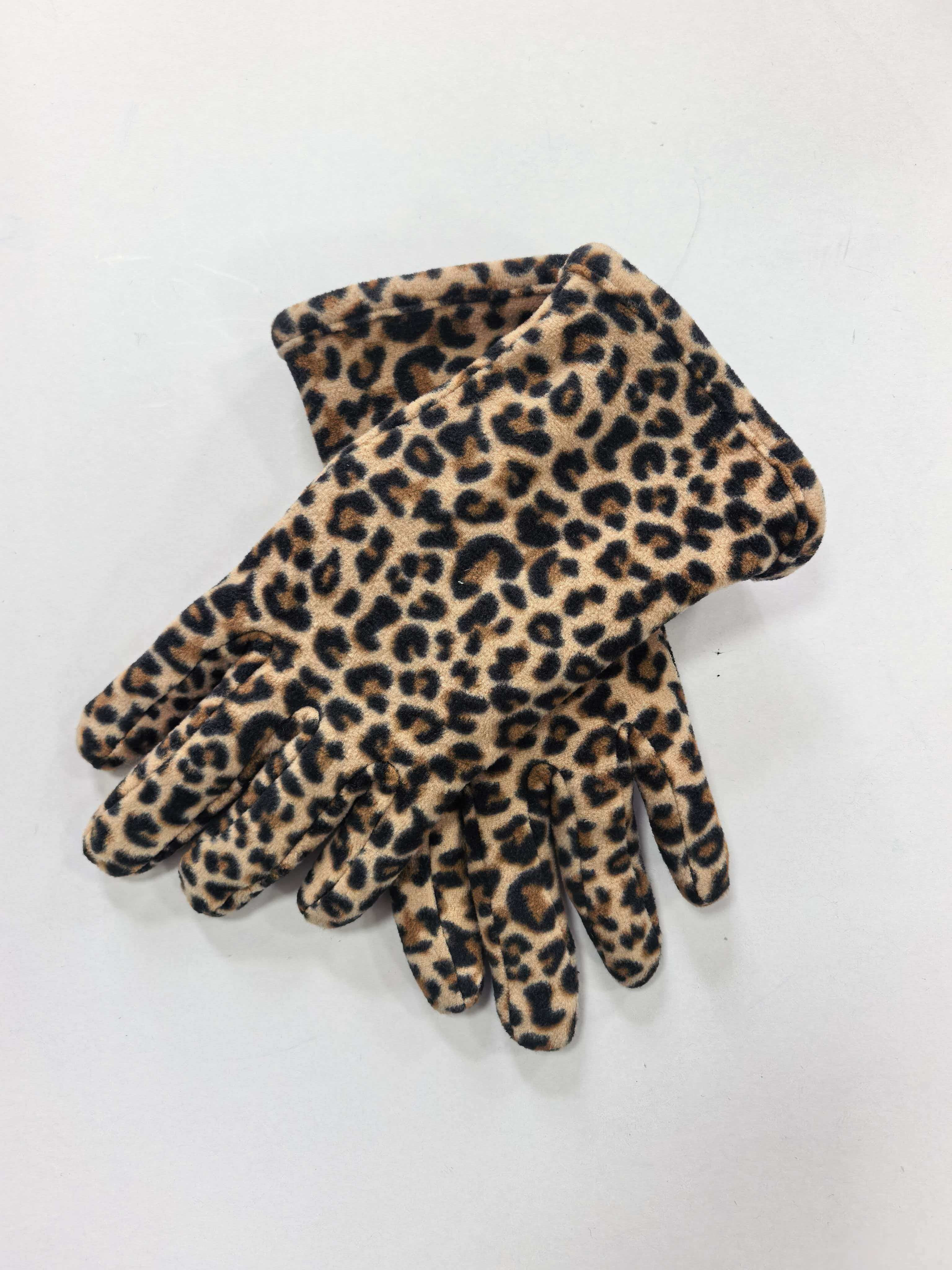 BSCI Certified Womens Leopard Print Fashion Fleece Gloves | Touchscreen Compatible