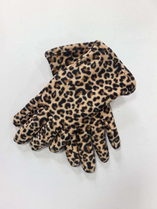 BSCI Certified Womens Leopard Print Fashion Fleece Gloves | Touchscreen Compatible