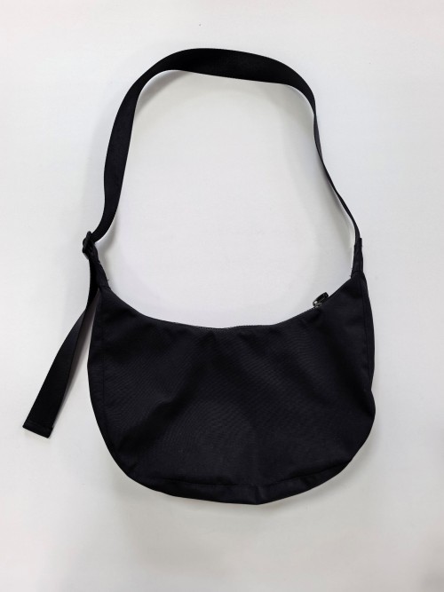 BSCI Certified Black Nylon Crescent Shoulder Bag for Women