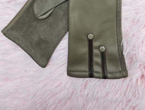 Womens Fashion Premium PU Leather Gloves, Suede Palm Touchscreen Compatible Winter Gloves