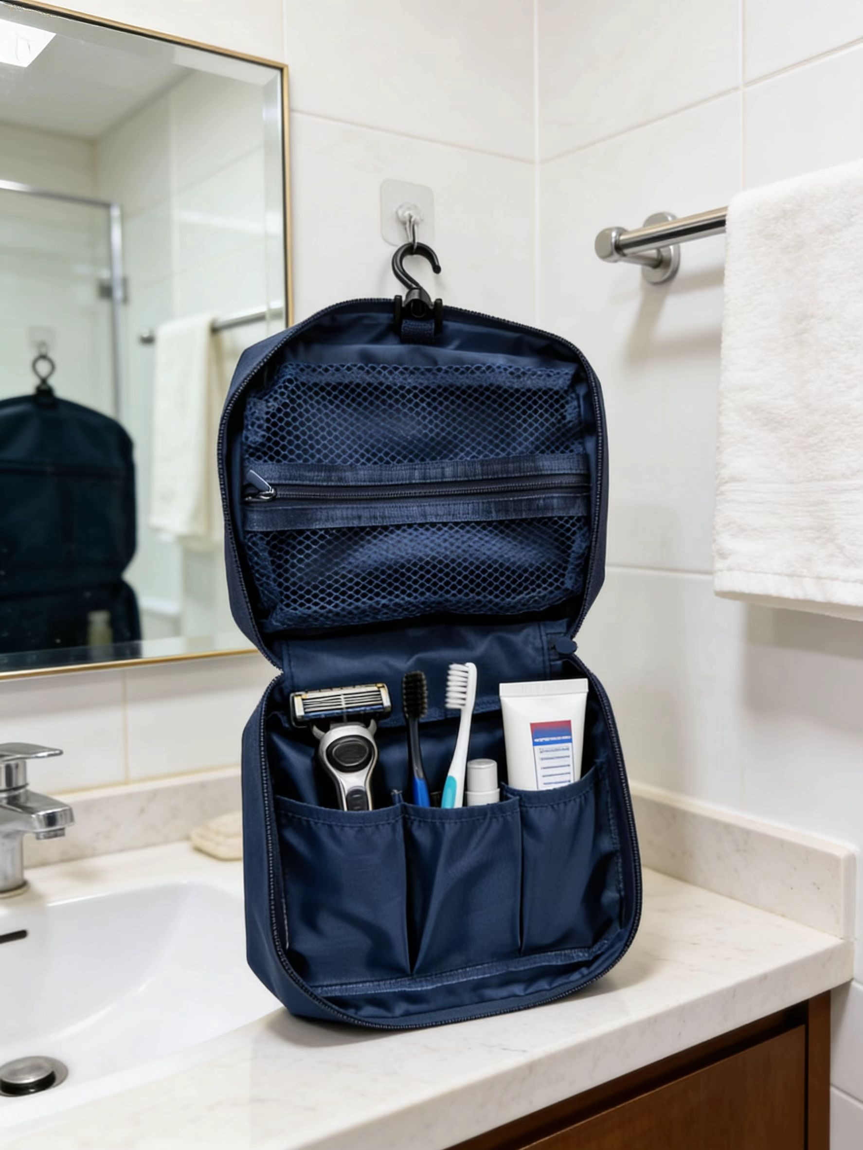 BSCI Certified Water-resistant Hanging Toiletry Bag for Men