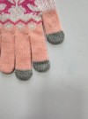 Winter Warm Touchscreen Knit Gloves, Pink Deer Jacquard Gloves