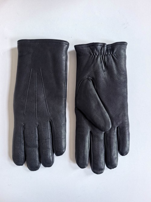 In Stock! Ready Made Mens Premium Eco-Friendly Dyed Genuine Goatskin Leather Gloves with Real Lamb Fur Lining