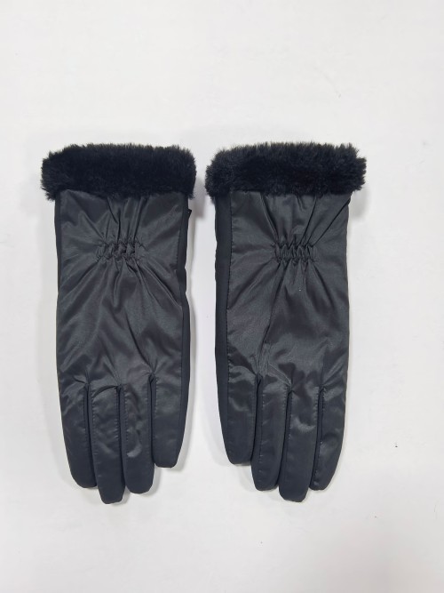 Womens Fashion Winter Gloves, Faux Fur Cuff, Spandex Stretch, Slim Fit