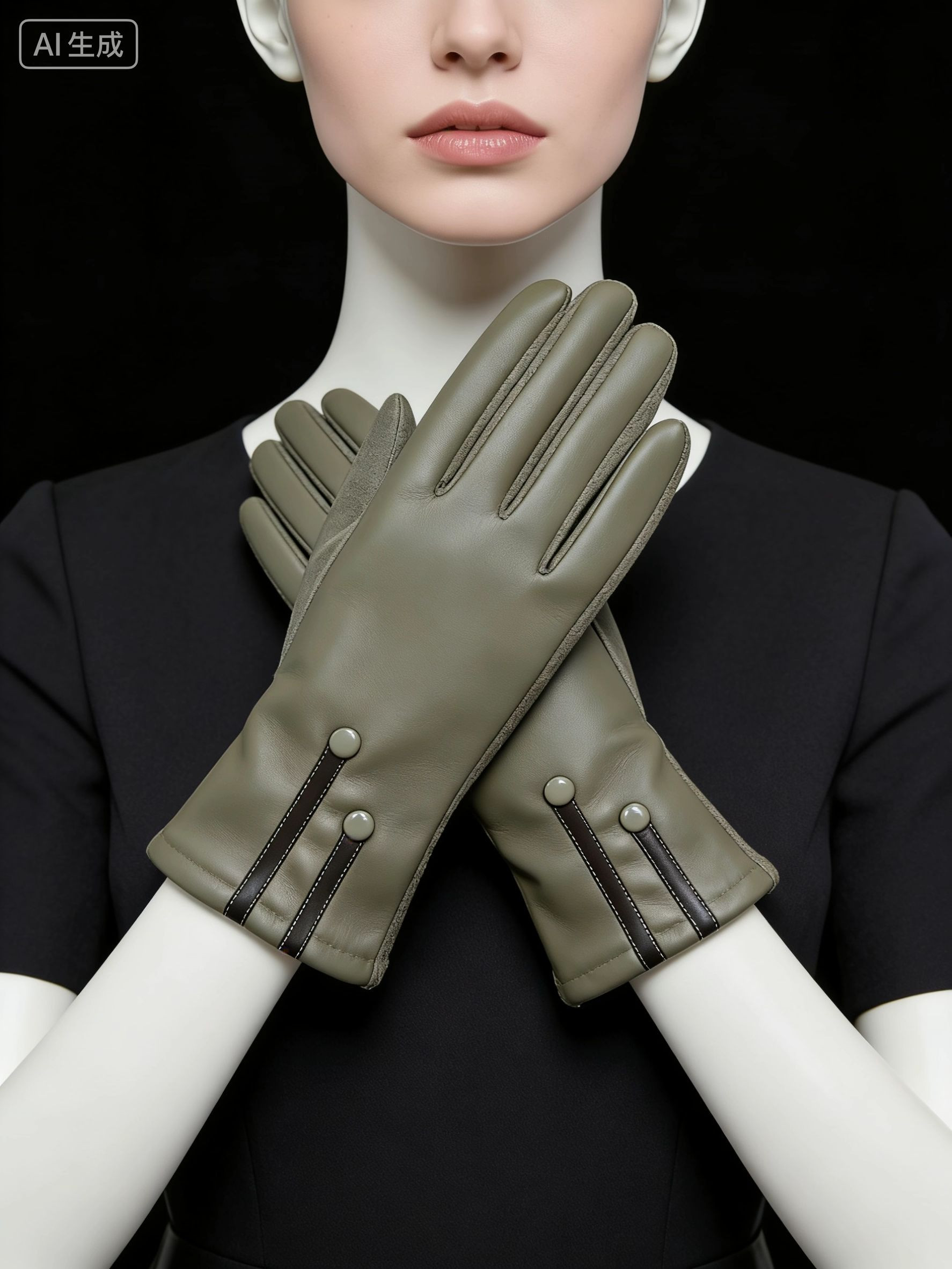 Womens Fashion Premium PU Leather Gloves, Suede Palm Touchscreen Compatible Winter Gloves