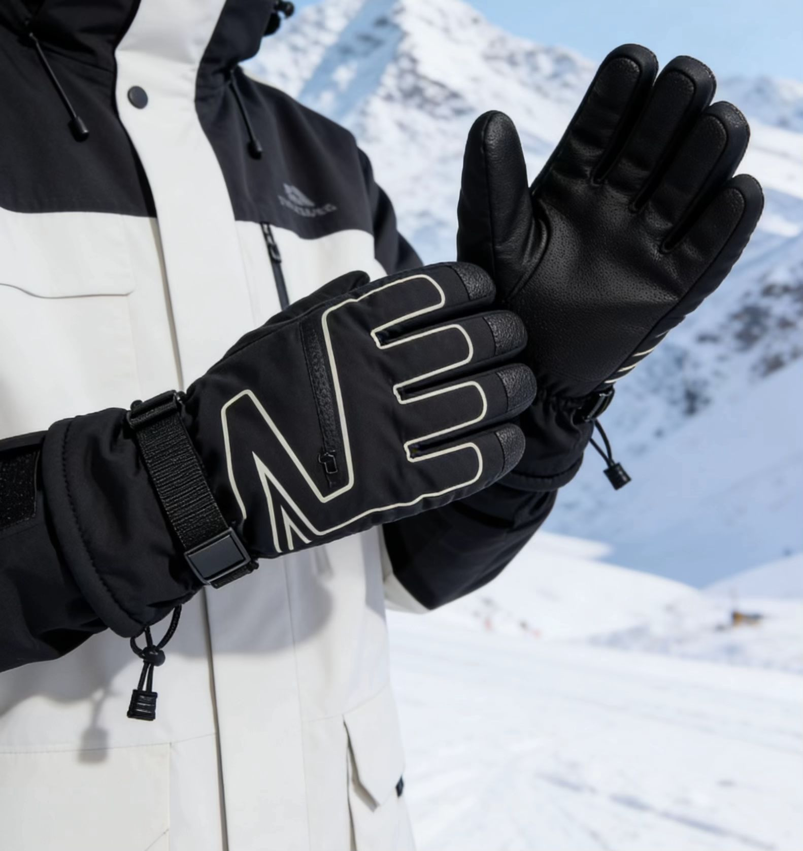 BSCI Certified Waterproof Ski Gloves with Non-Slip Palm, Touchscreen & Wrist Strap